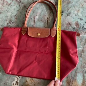 Longchamp La Pliage Original Large Tote red nylon with leather accents